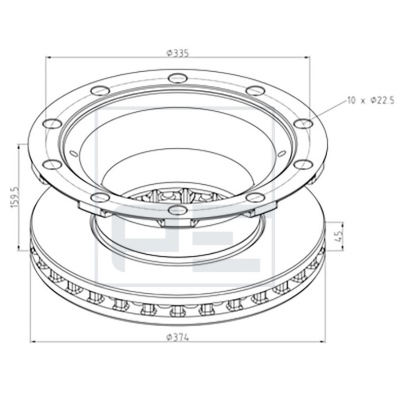 Disque de frein pour BPW D 374mm_1