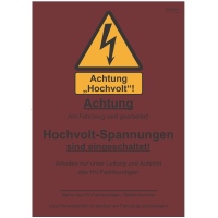 Hinweisschild „Hochvolt-Spannung eingeschaltet“