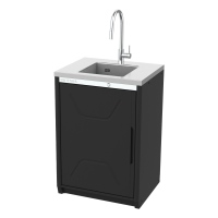 Meuble bas avec évier et plan de travail en inox