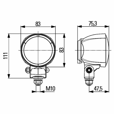 Arbeitsscheinwerfer H3 stehend Ø83mm_2