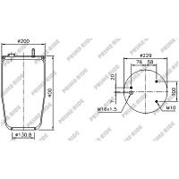 Luftfederbalg mit Metall, ohne Kolben, Prime-Ride