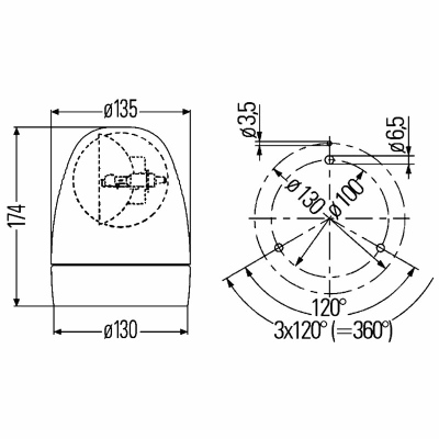 Rundumleuchte Rotafix 12V HELLA _1