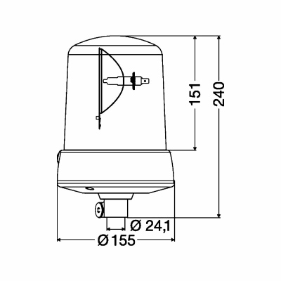 Rundumleuchte 12V H1 Gesamthöhe 240mm