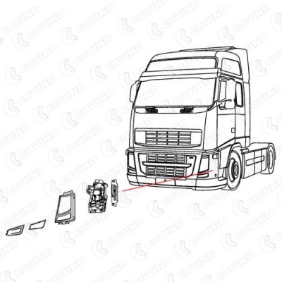 Carcassa per faro sinistra Volvo FH 13_1