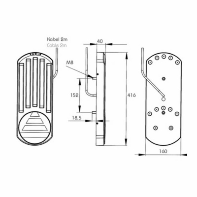 Fanale posteriore a LED PRO-5/5F, cavo 2m, 24V_1