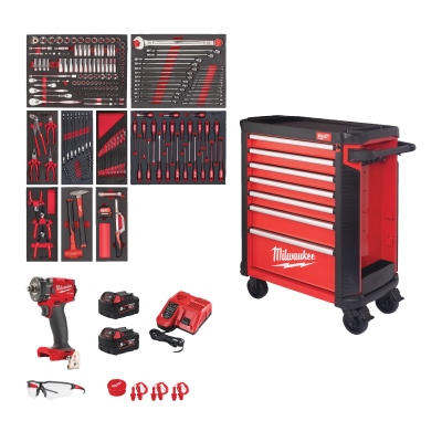 Servante d'atelier, équipées d'outils, Milwaukee_1