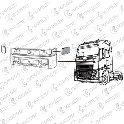 Panneau gauche pour Volvo FH 4, noir_1