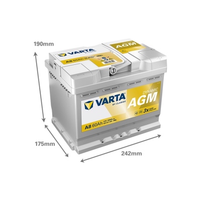 Batterie 12V 60Ah 680A, VARTA DYNAMIC AGM_1
