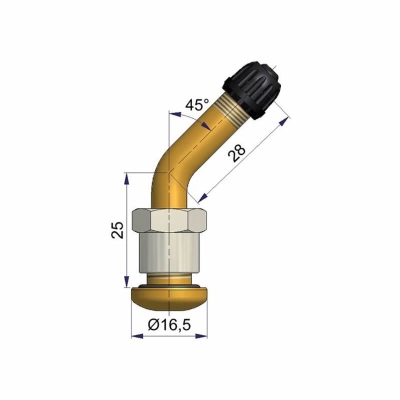 Valvola tubeless in ottone  L58mm 45° Ø 9.7mm_2