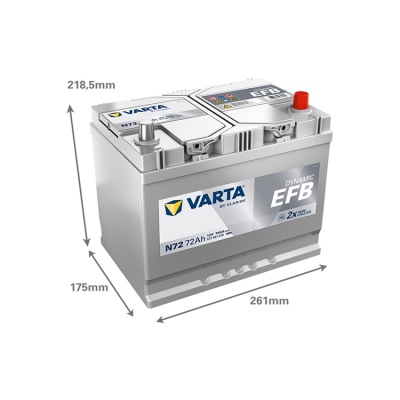 Batterie 12V 72Ah 760A, VARTA DYNAMIC EFB_1