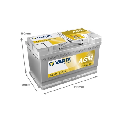 Batterie 12V 80Ah 800A, VARTA DYNAMIC AGM_1