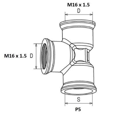 Raccordo T 2x M16x1.5mm / P5 RAUFOSS_1