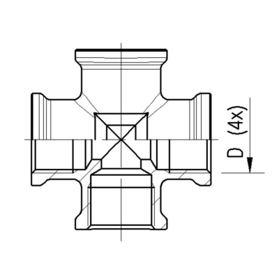 Raccord en croix, 4 filetages Raufoss_2