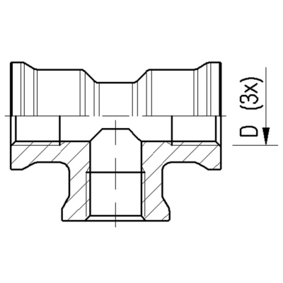 Raccordo a T M22X1,5 - M22X1,5 -M22X1,5 Raufoss_2