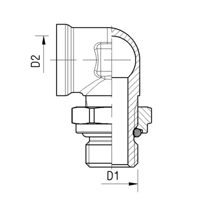 Connettore ad angolo 90° M22X1,5 - M16X1.5 Raufoss_2
