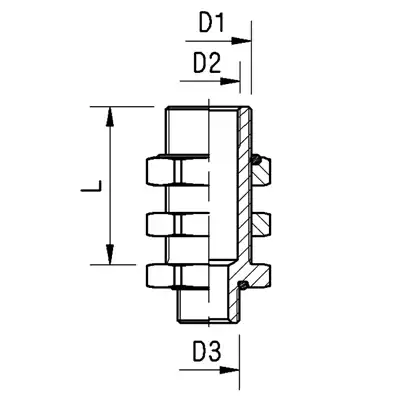 Passe-cloison M22X1,5 - M16X1,5 - M16X1,5 Raufoss_1