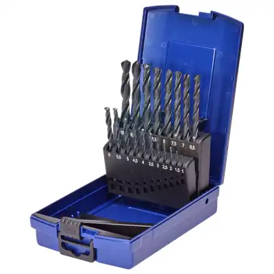 Jeu de foret hélicoïdal, HSS-R, 1-10 mm, 19 pièces_0