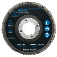 Fächerschleifscheibe, Aluminiumoxid, 115 mm, 