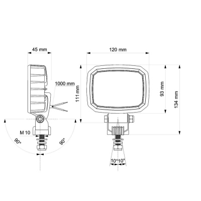 Faro da lavoro LED rettangolare 120X90mm, cavo_2