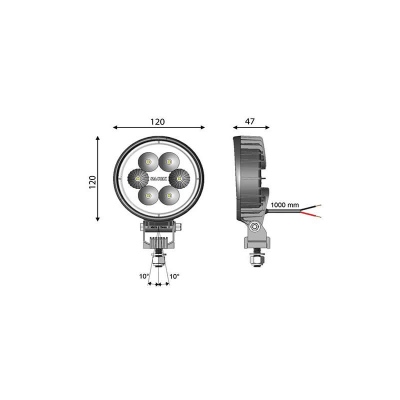 Faro da lavoro LED tondo diam 120mm, cavo_1