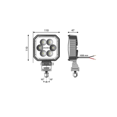 Faro da lavoro LED quadrato 110X110mm, cavo_1