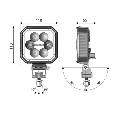 Phare de travail LED CARBONLUX carré 110X110mm_1