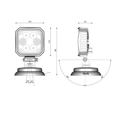 Faro da lavoro LED quadrato 110X110mm magn conn DT_1