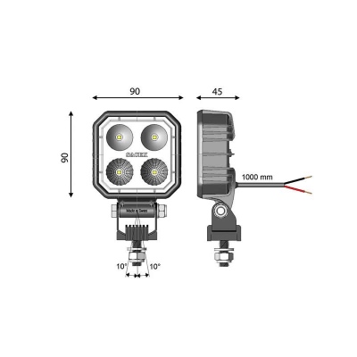 Faro da lavoro LED quadrato 90X90mm, luce spot blu_1