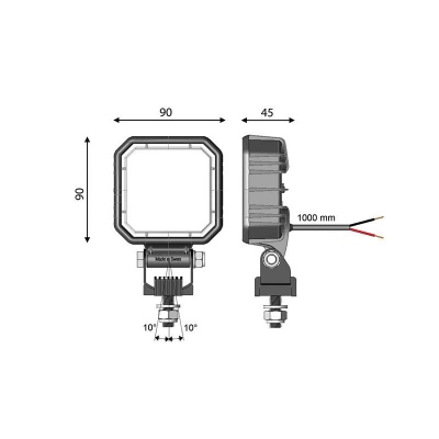 Faro retromarcia R23 LED quadrato 90X90mm - cavo_1