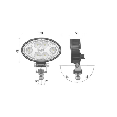 Faro da lavoro LED ovale 150X93mm - cavo_1