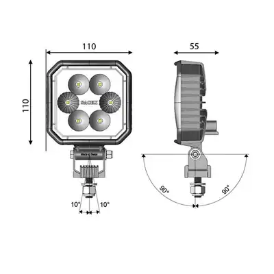 Faro da lavoro LED quadrato 110X110mm, conn DT_1