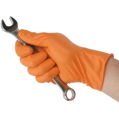 Gants jetables en nitrile, orange 90pcs, Taille XL_0